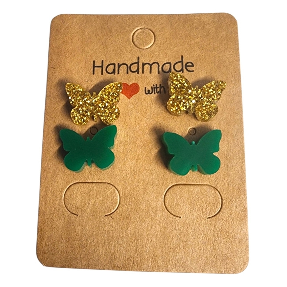 Glimmerleaf Flutter Acrylic Stud Earrings - 2 Pair